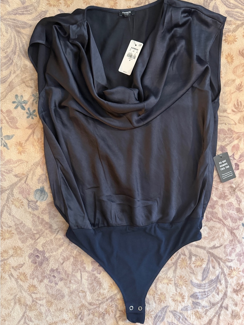 Express Cowlneck Bodysuit - NAVY